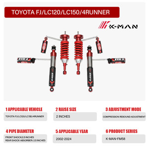 โช้คอัพไนโตรเจน <span class=keywords><strong>KMAN</strong></span>; ยกสูง 2 นิ้ว; สำหรับรถยนต์โตโยต้า ปราโด LC120 LC150 ปี 2002-2024 อุปกรณ์ตกแต่งรถยนต์ - Product Image 2