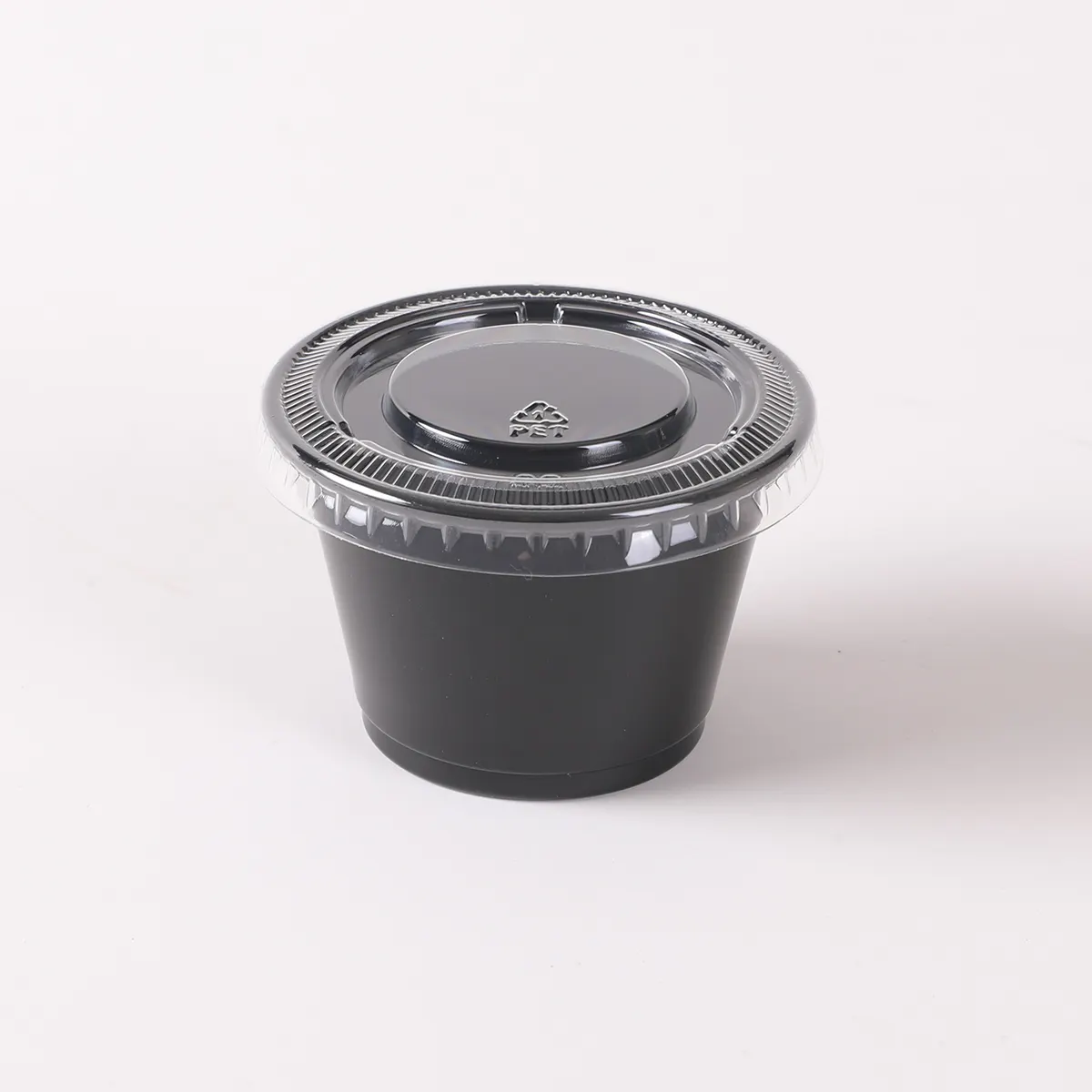 Hot Sale 2.5 Oz Thickened Disposable Condiment Cups Black Plastic Take Away Sauce Cups