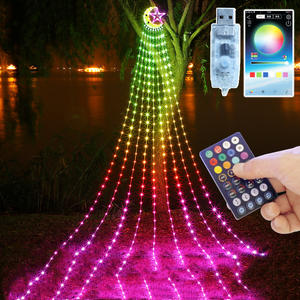 Luna al aire libre Navidad decoración luces impermeable IP65 <span class=keywords><strong>Solar</strong></span> Control remoto pentagrama <span class=keywords><strong>cascada</strong></span> luces para correr - Product Image 6