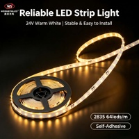 2835 SMD DC24V 64leds/m  4.8W/m Garansi 5 Tahun 5m IP20 Lampu Strip LED Fleksibel