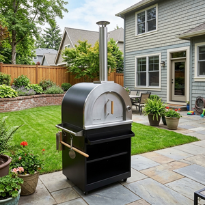 Horno de Pizza de Leña para Jardín, para Parrilla de Barbacoa, <span class=keywords><strong>con</strong></span> Ladrillos Refractarios BTU, Cocina Modular de Acero Inoxidable para Exteriores - Product Image 1