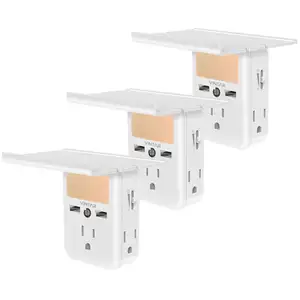 VINTAR 125 Volts 15A 3-Pack Blanc Unique Design Plug All In One Adaptateur de voyage avec 3AC et 2USB-A