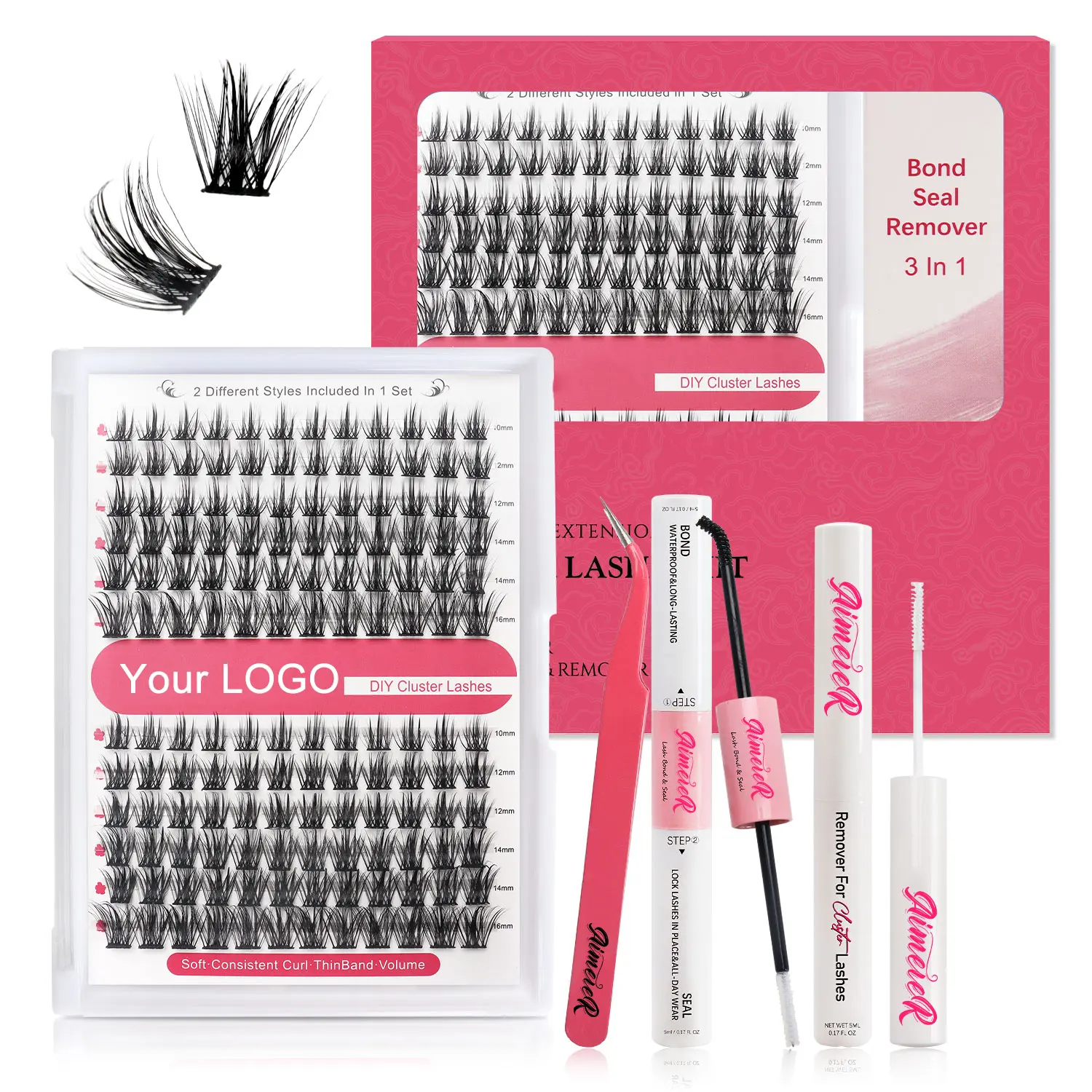 Bán Buôn DIY Lash Phần Mở Rộng Tự Nhiên Lash Cụm Kit C D Curl Pre Cắt Cụm Phân Đoạn Kit DIY Cụm Lông Mi