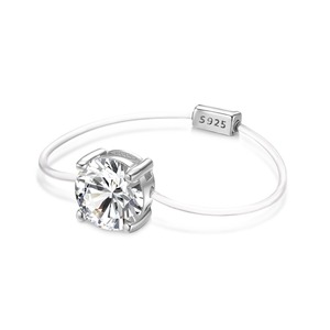 Anillo de Plata de Ley 925 Hipoalergénico con Circonita Cúbica 5A, Diseño Solitario con Cordón Elástico, Joyería para Mujer, Accesorios Diarios, Nuevo de Dylam - Product Image 1