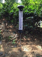 Termometer Surya LED Luar Ruangan Plastik ABS Taman Dia9cm L32cm dengan Pasak Tanah Tahan Cuaca