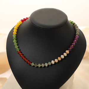 Handmade Natural Stone Beaded Choker <strong>Necklace</strong> for Women <strong>Boho</strong> Colorful Beads Bracelet <strong>Necklace</strong> Summer Beach Jewelry Gift - Product Image 2