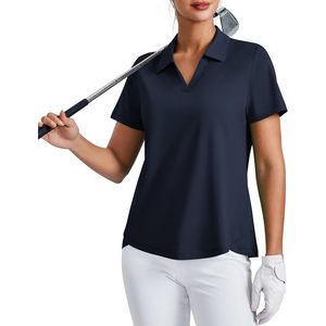 FOXA Polo de golf pour femme à manches courtes, col en V, UPF 50+, respirant, séchage rapide, haut de sport pour le golf - Product Image 1