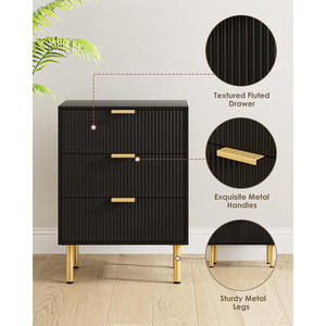 <span class=keywords><strong>Table</strong></span> <span class=keywords><strong>de</strong></span> <span class=keywords><strong>chevet</strong></span> moderne avec cadre doré et 3 tiroirs <span class=keywords><strong>de</strong></span> rangement, <span class=keywords><strong>table</strong></span> <span class=keywords><strong>de</strong></span> <span class=keywords><strong>chevet</strong></span> <span class=keywords><strong>haute</strong></span> pour chambre à coucher - Product Image 2