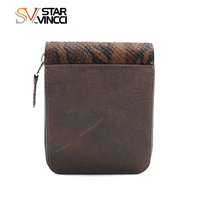 Dompet kulit Vintage desainer baru dompet saku koin tempat kartu pola ular uniseks