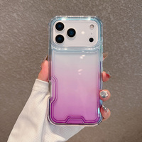 Coque de téléphone transparente dégradée 2-en-1 antichoc avec pare-chocs rigide pour iPhone 17 Air 16 15 14 Plus 13 12 11 Pro Max
