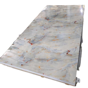 Placa de PVC de Alta Calidad con Acabado Brillante, Diseño de Mármol y Cristal de Carbono 1220, Moderna, Impermeable, Noctilucente, Fluorescente, con Patrón Floral, para Pared de Fondo de TV - Product Image 1