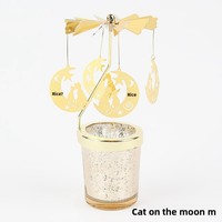 Support de bougie rotatif en fer forgé pour aromathérapie, lanterne créative en forme de moulin à vent, ornement doré pour fête de mariage, cadeau féminin