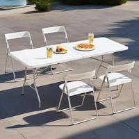 Tables d'extérieur Table blanche portable Banquet Traiteur BBQ Camping Pique-Nique Chaises et tables pliables en plastique pour événements