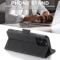 SUTENI untuk iPhone 18 Pro Max Casing Ponsel Pengisi Daya Nirkabel Tempat Kartu Dompet Berdiri Penutup Flip Tombol Magnetik 17 16 Plus 15 14