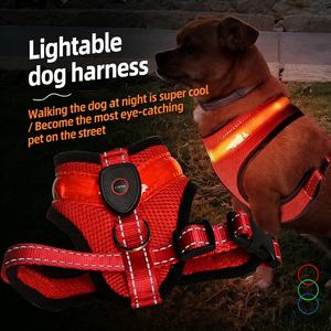 <span class=keywords><strong>Harnais</strong></span> rétractable de luxe pour <span class=keywords><strong>chien</strong></span>, rechargeable par USB, réfléchissant, <span class=keywords><strong>en</strong></span> nylon, avec LED lumineuse, motifs unis, modes de clignotement rapide et d'éclairage constant - Product Image 1