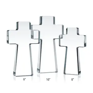 Standing Crystal Cross acrylic prize cup fine laser cut lit polished perspex plate