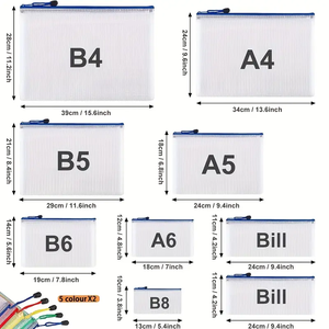 Waterproof PVC Mesh Zipper Pouch Pocket <strong>A4</strong> Document <strong>Folder</strong> Expandable Transparent File Bag For Office School Use - Product Image 1