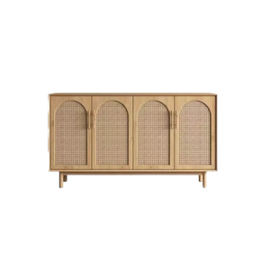 Modern Wooden Sideboard with 4 Compartments & 2 Doors Living Room <b>Storage</b> <b>Cabinet</b> for Hotel & <b>Bedroom</b> Use - Product Image 1