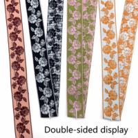 Sangle de guitare personnalisée de style ethnique, motif floral exotique, sangle en jacquard 100% polyester