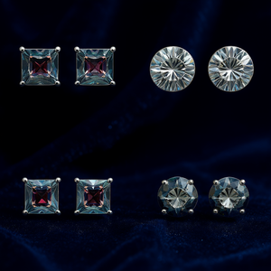 Boucles d'oreilles classiques à clous, géométriques carrées, serties de cristaux, en alliage de zinc, unisexe, pour usage quotidien, aspect diamant coloré - Product Image 2