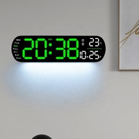 Horloge murale numérique LED à écran couleur avec grands chiffres, affichage de la température, atténuation automatique et minuterie