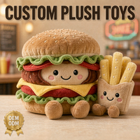 Jouets en peluche personnalisés Hamburger et Frites, OEM ODM, Coussin en peluche, Vente en gros, Cadeau