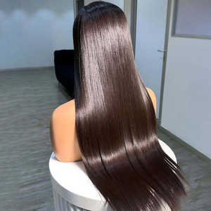 Pelucas de <span class=keywords><strong>Cabello</strong></span> Humano Brasileño Virgen Baratas con Frente de Encaje Transparente, Liso Extremo, Encaje Completo HD para Mujeres Negras de <span class=keywords><strong>Cabello</strong></span> Largo - Product Image 2