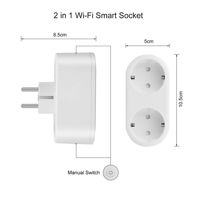 2AC EU Socket 16A WIFI Smart Plug with Power Meter Function