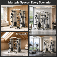 Station de musculation multifonction en acier au carbone, machine Smith, rack à squats, entraîneur à câbles croisés, pile de poids de 140 kg, entraînement de force