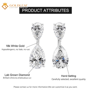 Boucles d'oreilles pendantes Goldleafgem en or blanc 18 carats avec diamant de laboratoire taille poire certifié IGI - Product Image 4