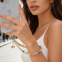 Colgante para Teléfono con Diseño de Bola de Cristal Personalizado, Impresión UV, Cordón de Muñeca con Cuentas, Correa Antipérdida Hecha a Mano, Decoración para Bolsos de Mujer, OEM