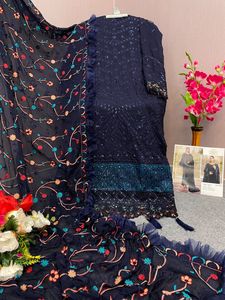 Exclusivamente tendencia pesada Faux Georgette con Secuencia de bordado trabajo traje pakistaní para venta de exportación - Product Image 4