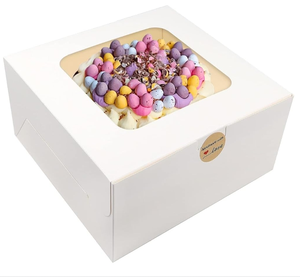 4 6 8 9 10 pulgadas Contenedor <span class=keywords><strong>de</strong></span> pan cuadrado blanco Caja <span class=keywords><strong>de</strong></span> cartón para pasteles altos con ventana y tablero base - Product Image 1