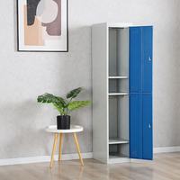 Meuble de rangement commercial en acier verrouillable à une rangée et 2 portes, armoire métallique pour salle du personnel avec miroir et tringle de penderie