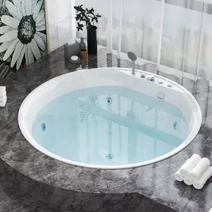 unbeding round shape massage bathtub for modern bathroom bubble bath fizzies sheds for jacuzzi with 5 faucet accessories