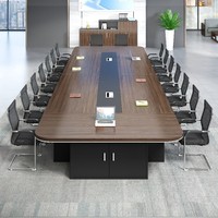 Mesa de Conferencia Extensible Avanzada con Estación de Carga y Gabinete de Almacenamiento, Mesa de Juntas Resistente de Primera Calidad para Hotel