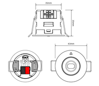 Mini capteur intelligent KNX ToF 940nm Laser Classe-1 Diamètre 0,4m Montage au plafond pour salle de bain et galerie Télécommande IR IP20 30Hz TP Angle 20°
