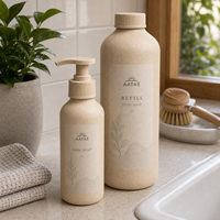 Bouteille en papier personnalisée de 1000 ml, écologique, biodégradable, recyclable, pour lessive, en fibres végétales, avec revêtement haute barrière moulé