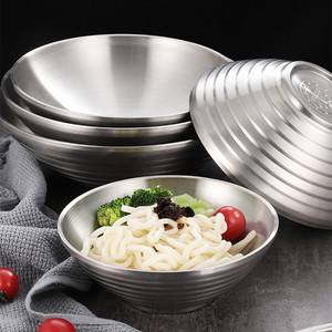 304 Stainless Steel Noodle Bowl Double Layer Insulated Conical Ramen Bowl For Home Use - Product Image 1