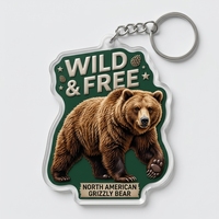 Porte-clés personnalisés en plastique acrylique en gros, breloques de sac 3D mignonnes en peluche, personnalisées, de luxe, avec logo de créateur, en forme d'ours