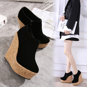 2024 European and American Style Simple Slope Heel Comfortable High Top <b>Shoes</b> - Product Image 4