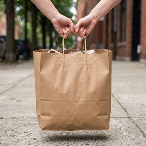 Bolsa de Papel Kraft para Comida para Llevar, Personalizada al por Mayor, con Logotipo Impreso, Reciclable, para Supermercados, Tiendas de Comestibles y Comida Rápida - Product Image 1