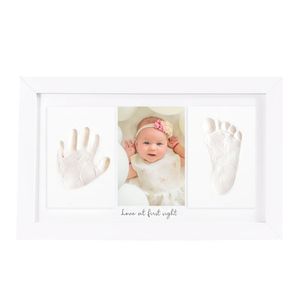 Baby Hand Foot <b>Print</b> Photo <b>Frame</b> Three-Piece Set With Text Wall Mount Rectangular Horizontal Artificial Board - Product Image 5