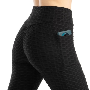Pantalon d'entraînement de gymnastique personnalisé pour le levage des fesses Collants d'entraînement de yoga et de course avec <span class=keywords><strong>poche</strong></span> pour <span class=keywords><strong>téléphone</strong></span> Leggings d'entraînement - Product Image 3