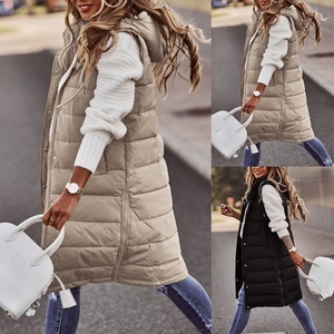 Veste d'hiver élégante <span class=keywords><strong>sans</strong></span> manches pour femmes noires, manteaux mi-longs, <span class=keywords><strong>gilet</strong></span>, garde au chaud, capuche, style streetwear, veste en coton pour <span class=keywords><strong>femme</strong></span>, longueur courte - Product Image 4