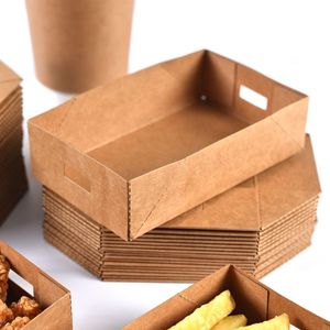 Caja de comida desechable Caja de barco de papel Kraft Papas fritas, Caja de embalaje de pollo frito Degradable - Product Image 5