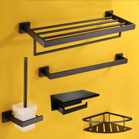 Ensemble d'accessoires de salle de bain en acier inoxydable SUS304 de haute qualité noir mat usine moderne 5 pièces pour hôtel matériel de salle de bain brossé
