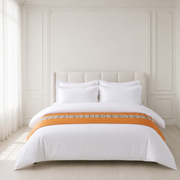 Ensemble de literie d'hôtel 5 étoiles moderne et simple en satin tissé 300 fils en polyester/coton, personnalisable avec logo, blanc, lavable en machine, respirant