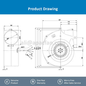 Souffleur à roulement à billes OEM pour ambulance G2E140-NS38-01 230VAC 50Hz/60Hz 0.46A/0.51A 105W/115W 1800RPM/1850RPM - Product Image 4