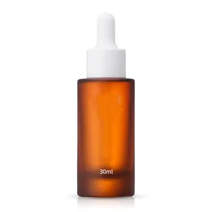 Botol Kosmetik Minyak Kaca Transparan Amber Bahu Datar Mewah Grosir Kustom 10 Ml 30 Ml 60 Ml